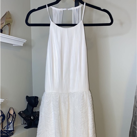 Sleeveless Shirred Tulle Midi Dress Ivory Adrianna Papell - Picture 8 of 10